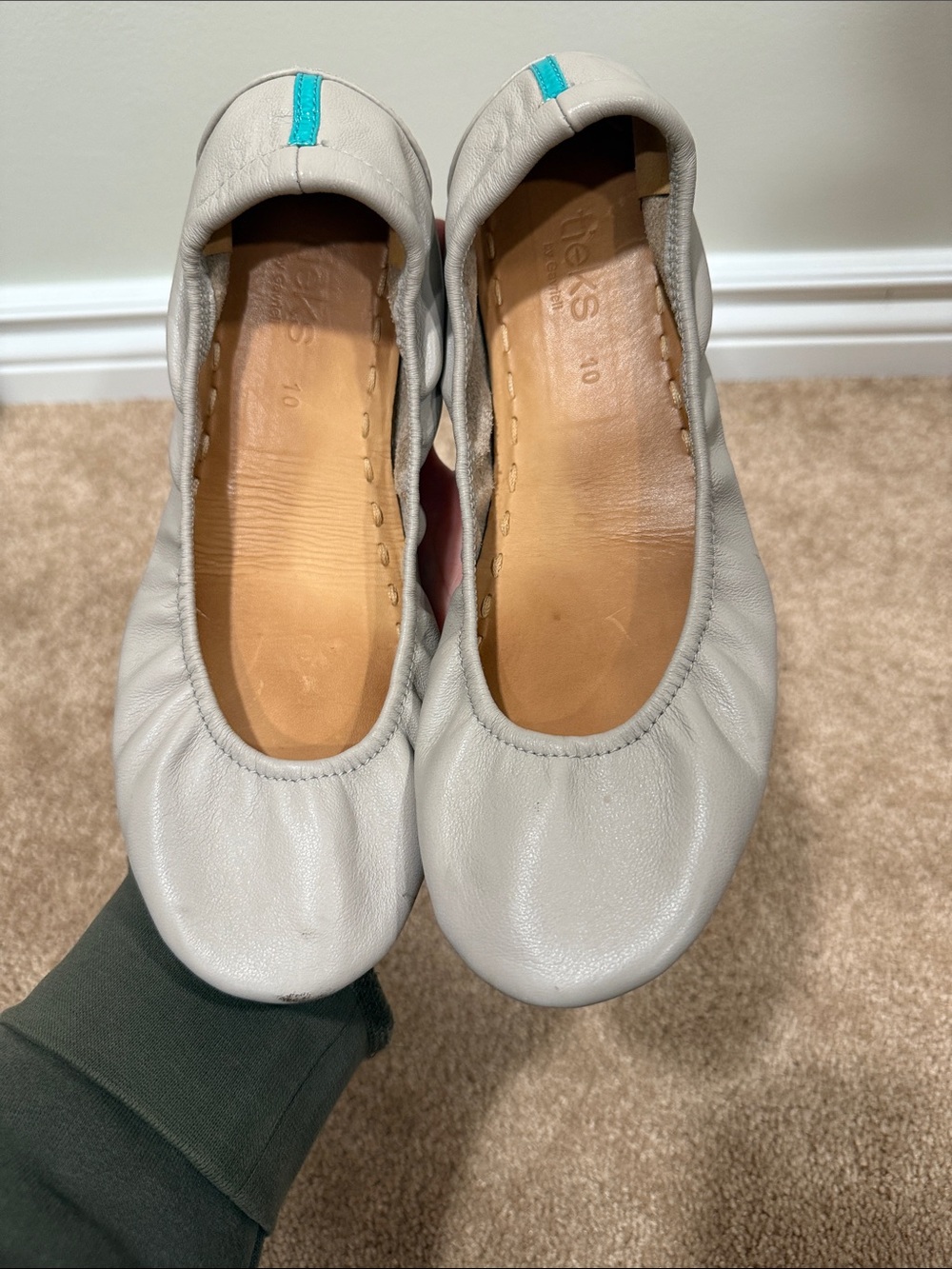 Tieks feather grey size 10
